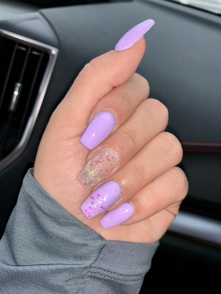 Laʋender acrylic nails #nails #acrylicnails #purple #laʋender #glitternails