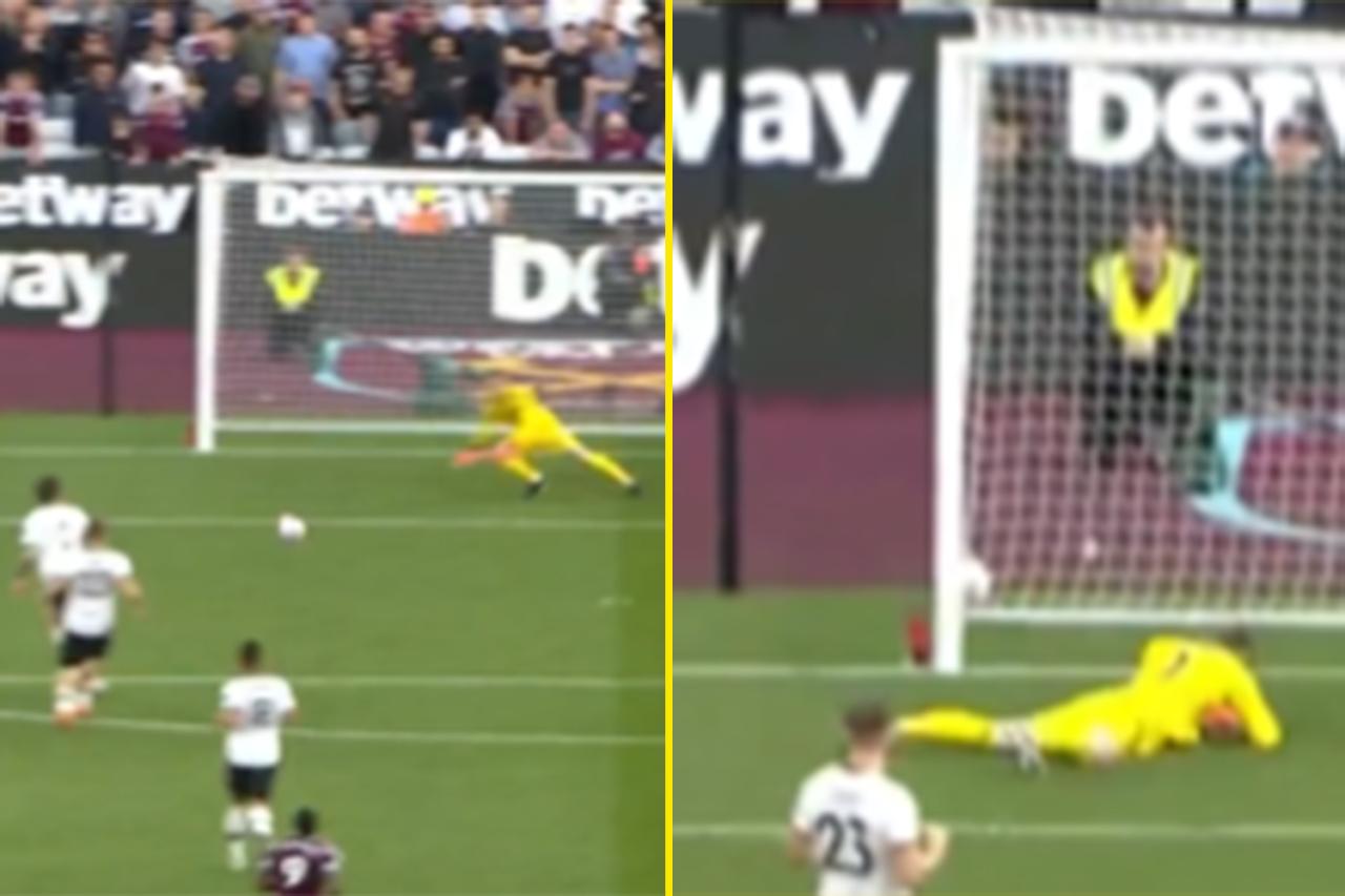 West Ham’s winner came through this shot in what appeared to be a routine save for De Gea