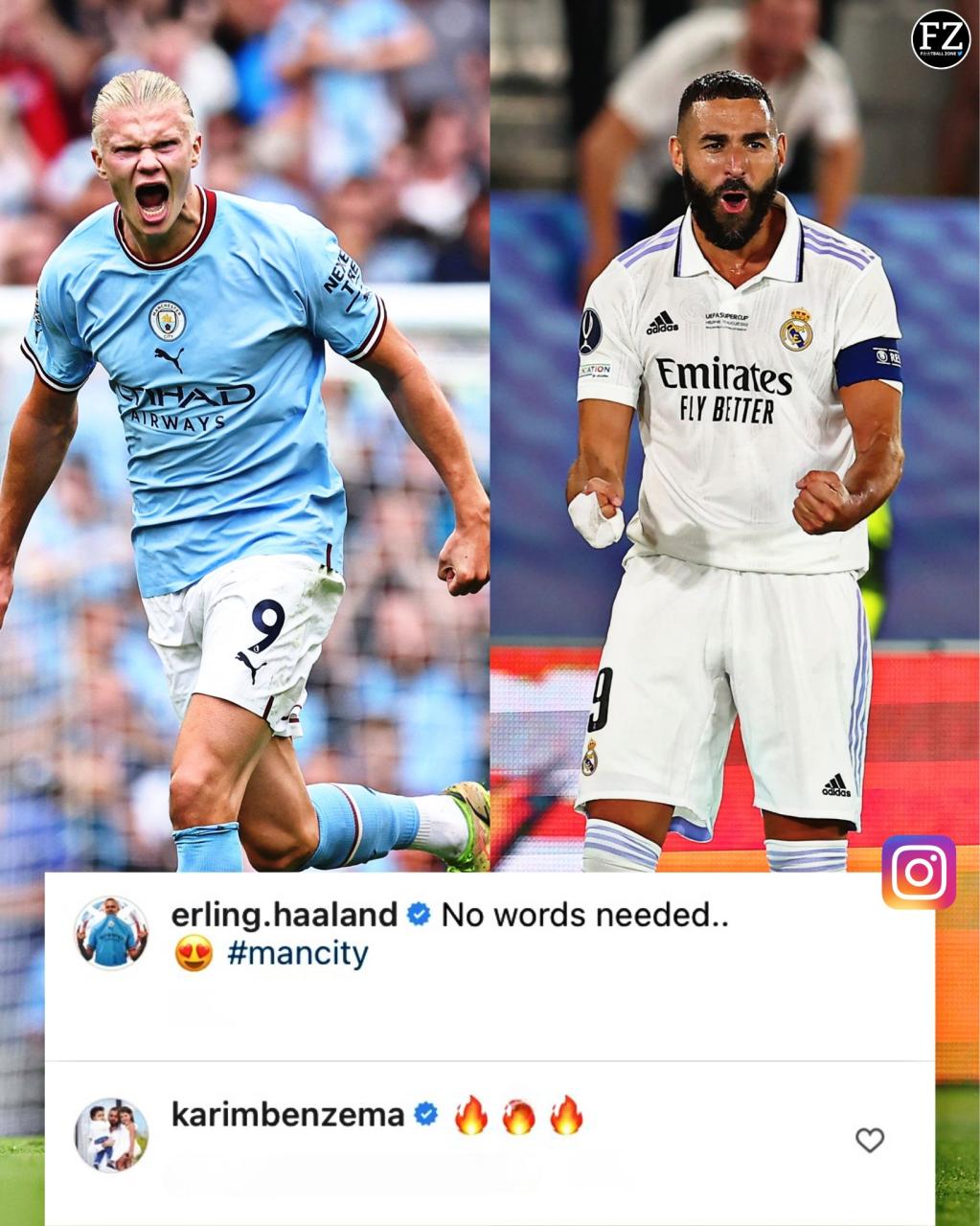 Football Zone on Twitter: "Karim Benzema's reply to Erling Haaland after he scored his first hat-trick for Manchester City 😍🇳🇴🇫🇷 Class recognize class 🤝 https://t.co/8IR2vlRHLH" / Twitter