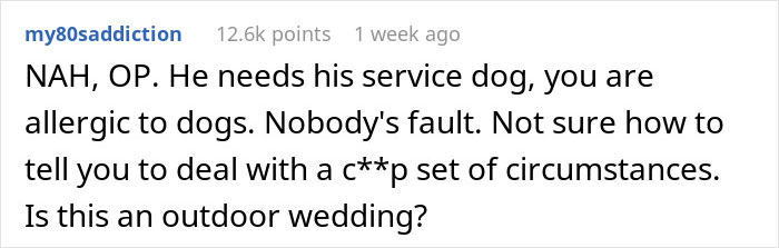 "Am I A Jerk For Not Letting My Nephew Bring His Service Dog To My Wedding?"