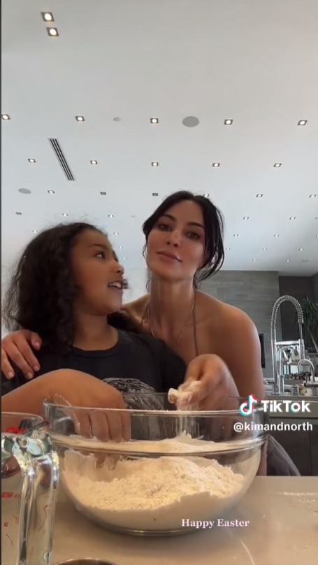 Kim helped her daughter North bake an Easter cake